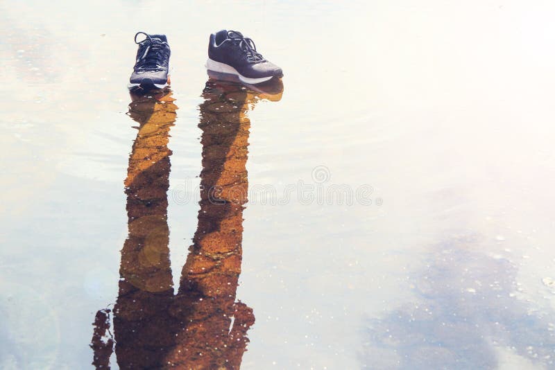 Shoes with shadow without the human / empty man. Shoes with shadow without the human / empty man