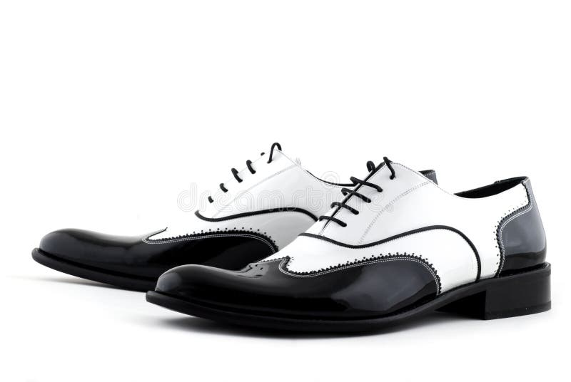 Chaussures de gangster noir et blanc brillant des années 20 en