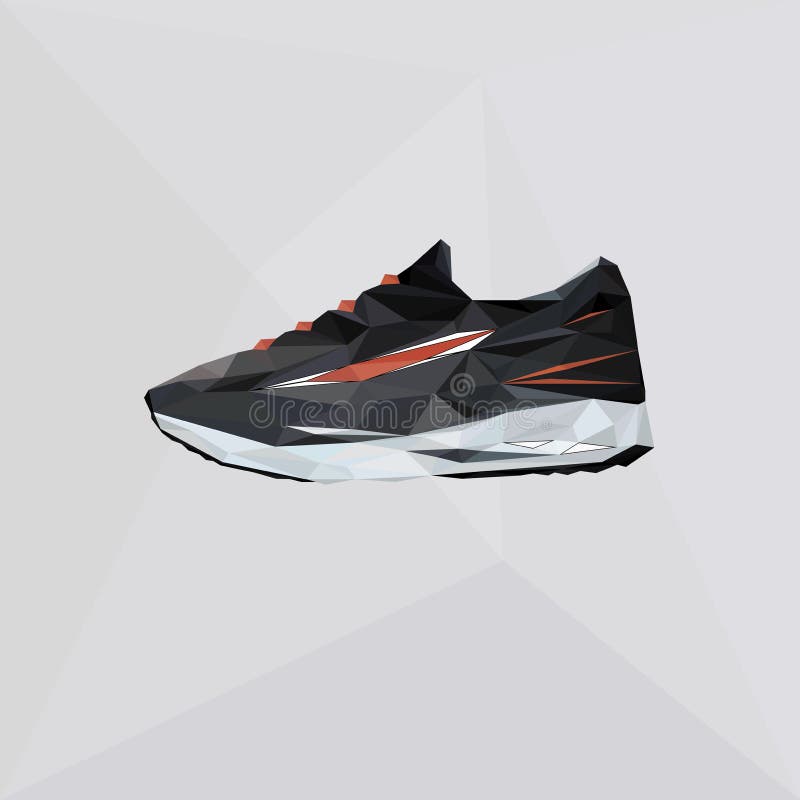 Chaussures de vecteur pour le fonctionnement Chaussures de sport d'illustration dans le style de polygone Chaussures de logo de t illustration libre de droits Chaussures de vecteur pour le fonctionnement Chaussures de sport d'illustration dans le style de polygone Chaussures de logo de t illustration libre de droits