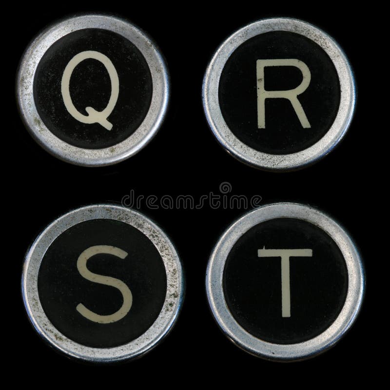 Chaves velhas da máquina de escrever Q R S T