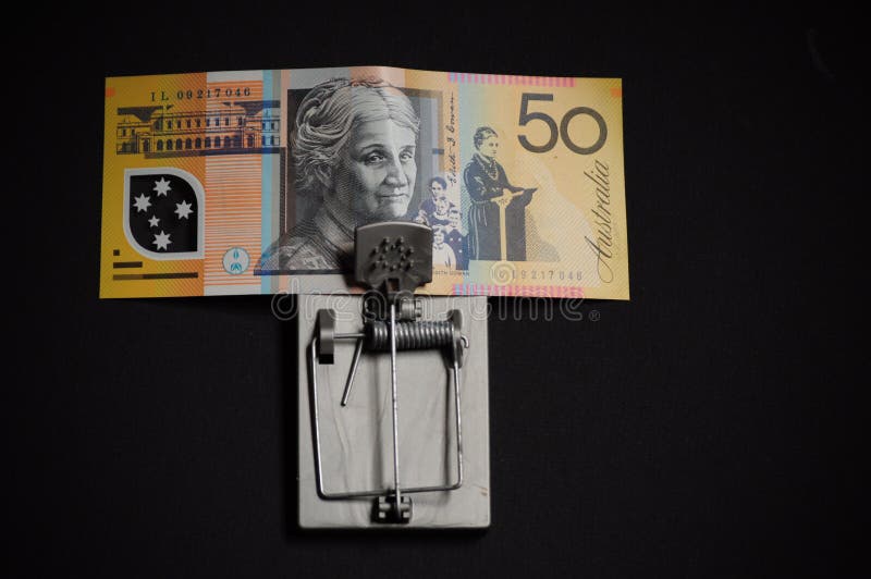 Chciwości i kuszenia oklepa pieniężny australijczyk Pięćdziesiąt dolarów obraz stock Chciwości i kuszenia oklepa pieniężny australijczyk Pięćdziesiąt dolarów obraz stock