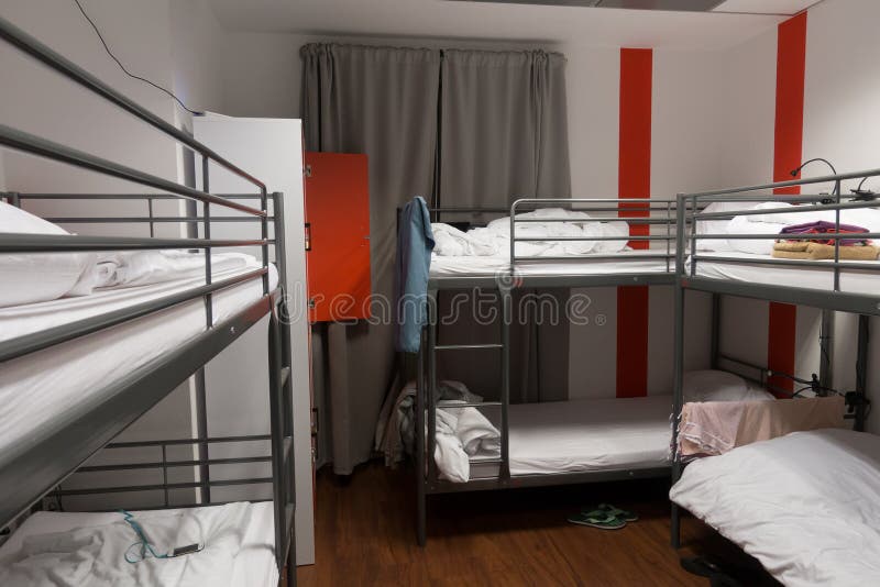Cheap hostel sleep room stock image. Image of modern 77962281