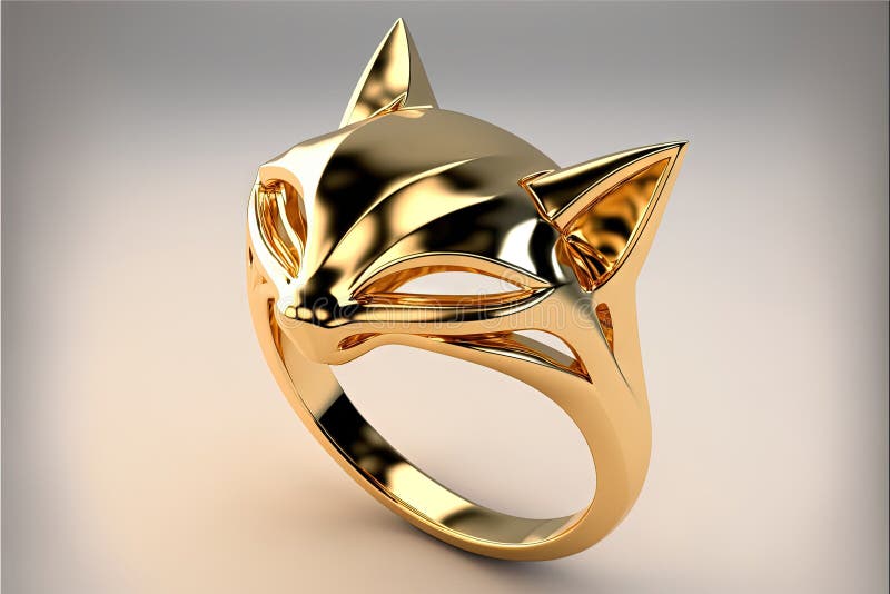 Cat Shape golden ring isolated illustration generative ai royalty free illustration