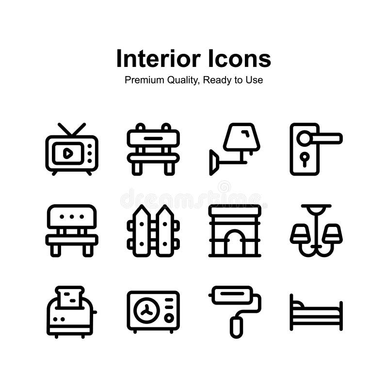 Check this beautifully designed Interior icons set, ready for premium use vector illustration