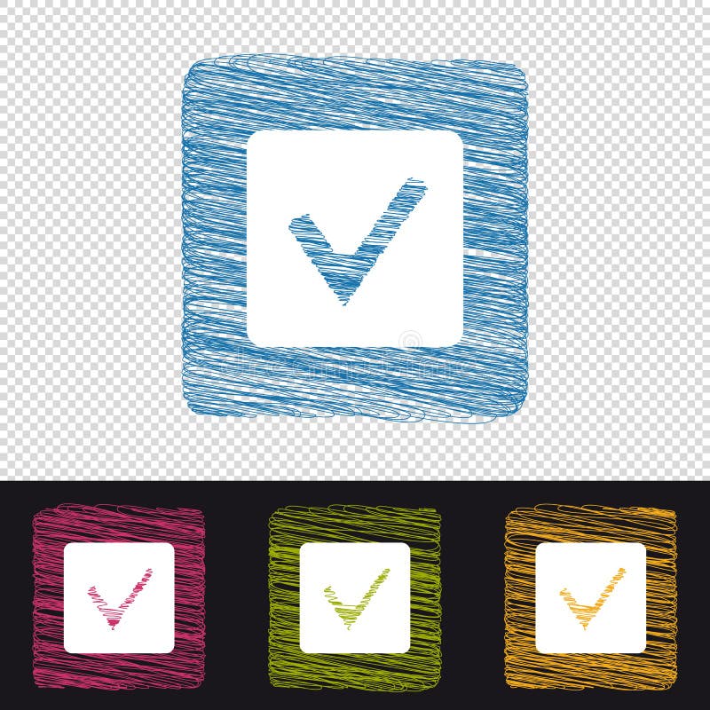 Check Box Button - Check Mark Sign - Colorful Scribble Vector Icons - Isolated On Transparent Background royalty free illustration