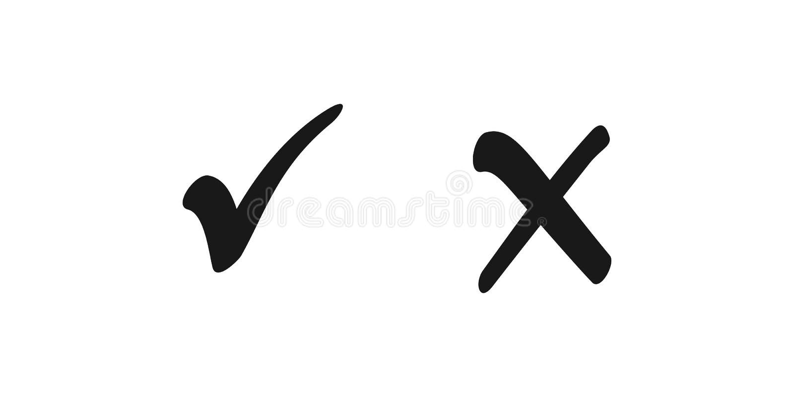 Tick And Cross. Test. Choice. Approved Tick And Rejected Cross. Voting  Button. Green And Red Check Marks. Hand Drawn Vector Signs. Royalty Free  SVG, Cliparts, Vetores, e Ilustrações Stock. Image 88027210.