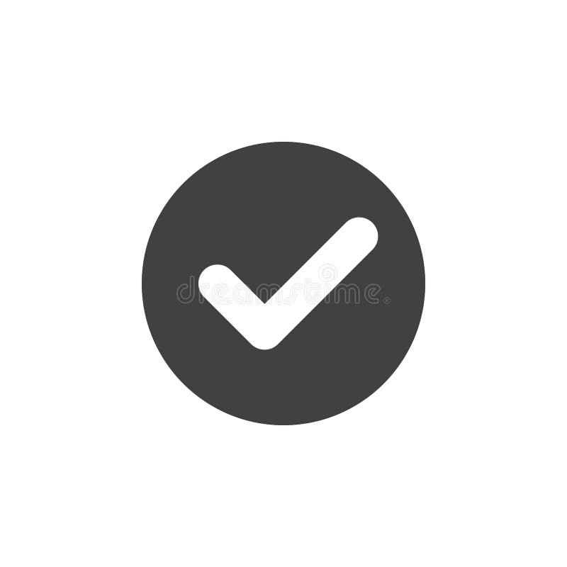 Check, checkmark flat icon. Round simple button, circular vector sign. vector illustration Check, checkmark flat icon. Round simple button, circular vector sign. vector illustration