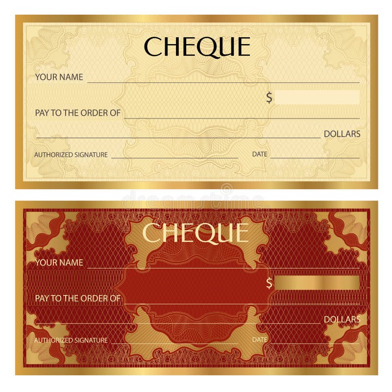 Check Cheque, Chequebook Template. Guilloche Pattern with Watermark ...