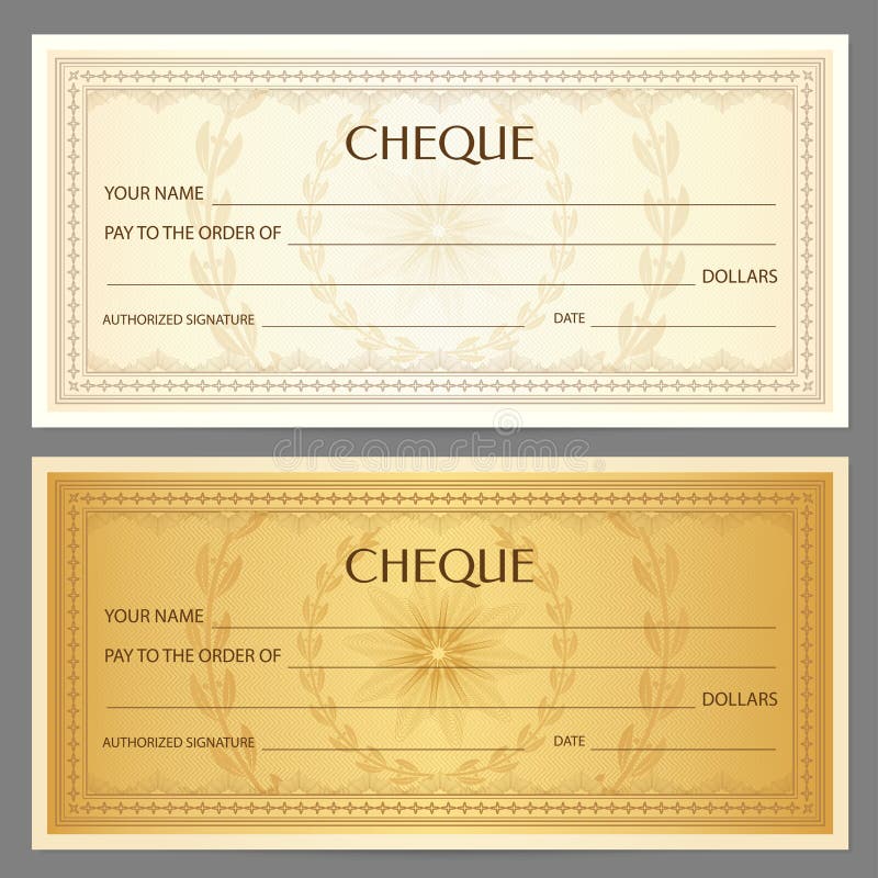 Check Cheque, Chequebook Template. Guilloche Pattern with Watermark ...