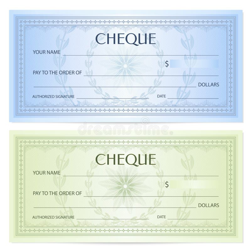 Check Cheque, Chequebook Template. Guilloche Pattern with Watermark ...