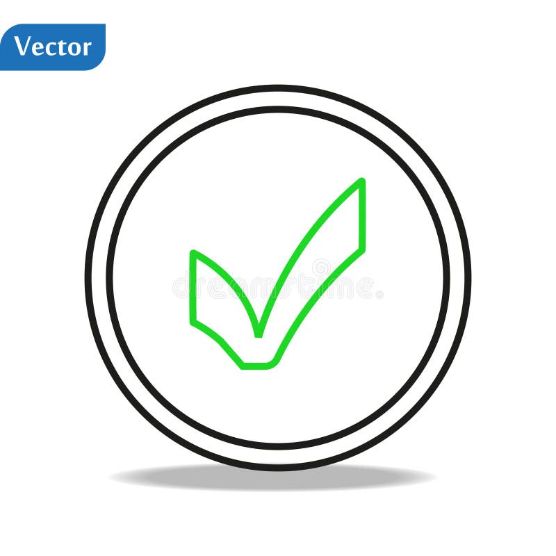 Check mark icon flat icon. Single high quality outline symbol of info for web design or mobile app. Thin line signs of technology royalty free illustration