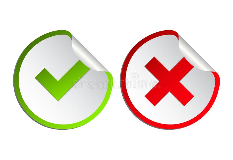 Check mark icon set. Gree Tick and red cross flat simbol. Check ok, YES or no, X marks for vote, decision, web. vector eps10 vector illustration Check mark icon set. Gree Tick and red cross flat simbol. Check ok, YES or no, X marks for vote, decision, web. vector eps10 vector illustration