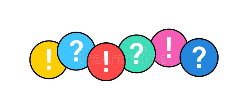 Check mark icon set. Green OK or V tick, red X, exclamation mark, Question mark. Approval signs. Check list, test, quiz. Vector stock illustration
