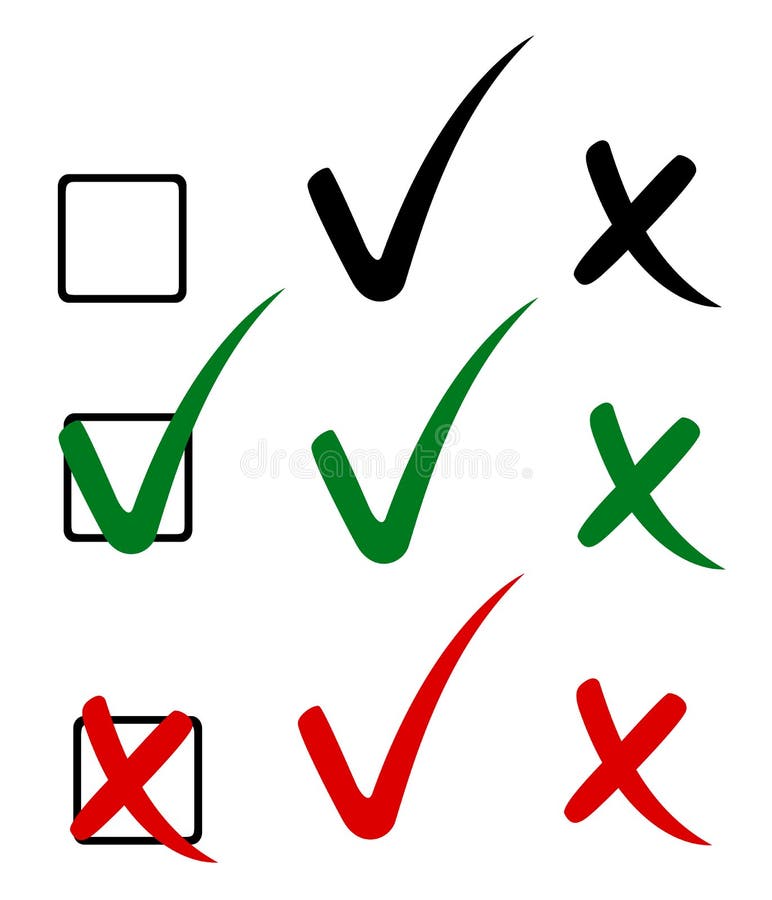 Checkbox check mark cross set handwritten Vector Image