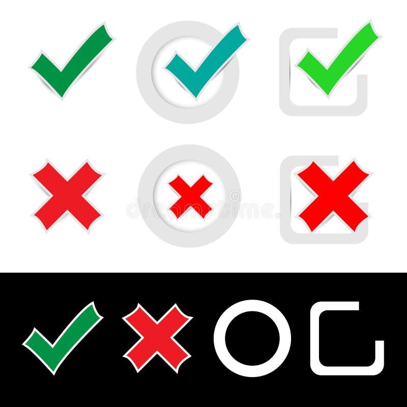 Check Mark and Wrong Mark Paper Sticker Stock Vector - Illustration of  sticker, cheap: 225318811