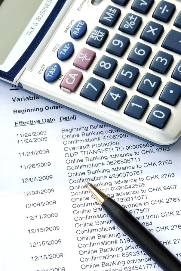 Check the monthly bank account statement stock image