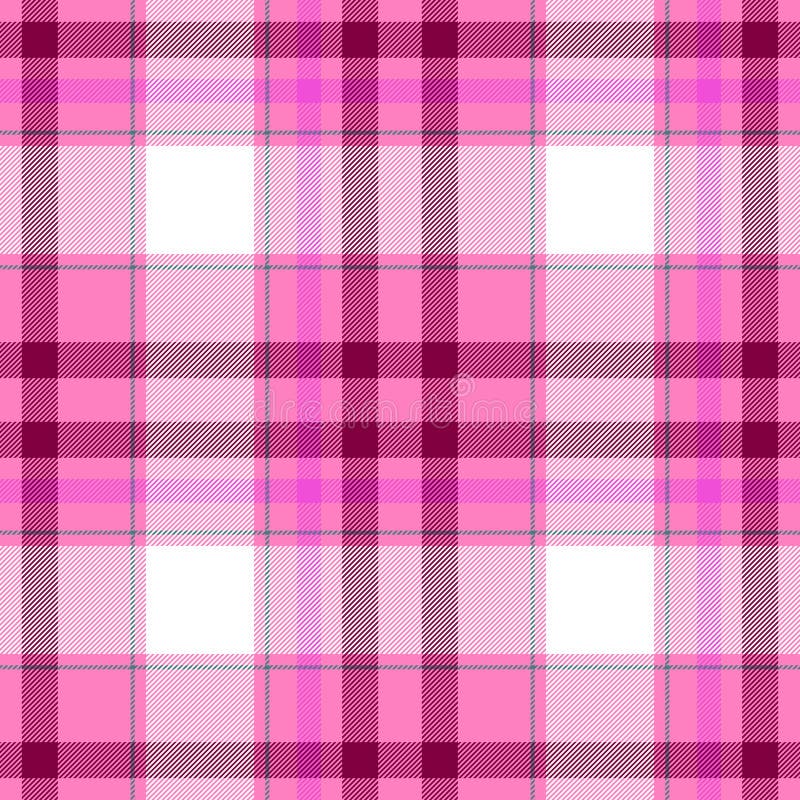 Check tartan plaid fabric seamless pattern texture background - pink, purple and white colored