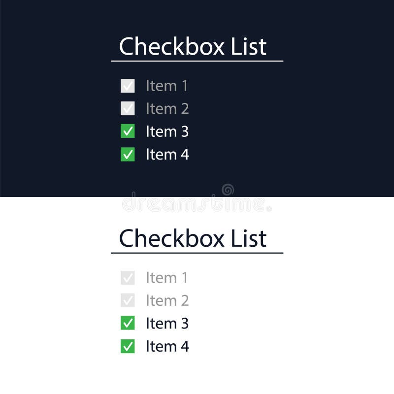 A checkbox form for the website user interface for the website and