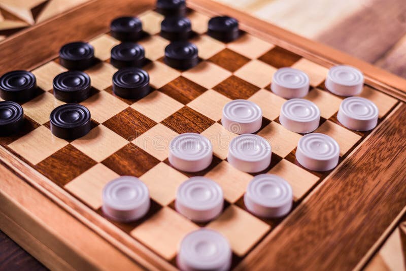 Board with Checkers on Wooden Background . Editorial Stock - Image logic, recreation: 87742078