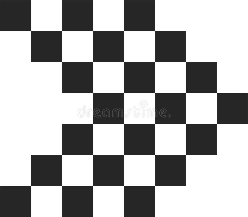Checkered arrow pointing to the left composed of black and white squares resembling a pixel art style creating a dynamic and vector illustration