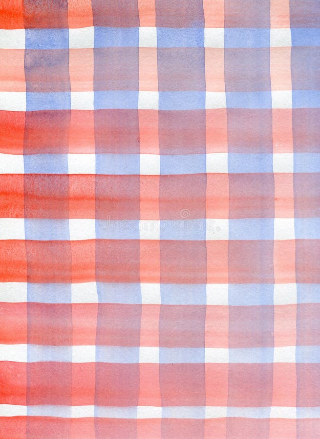 Checkered Watercolor Texture. Red and Blue Lines Stock Photo - Image of ...