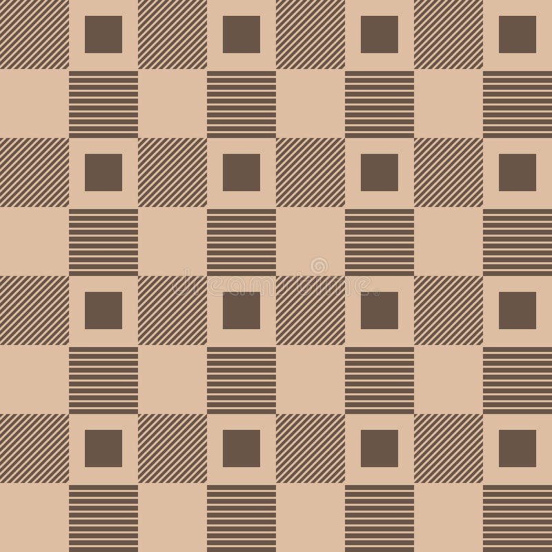 Checkered предпосылка ткани Брайн и бежевая безшовная картина иллюстрация вектора Checkered предпосылка ткани Брайн и бежевая безшовная картина иллюстрация вектора
