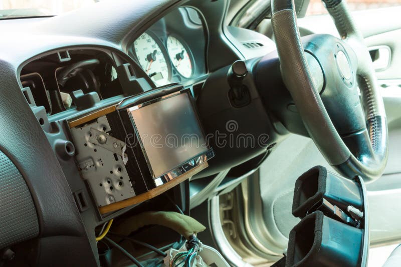 Checking the Car Audio, Car Service. Stock Photo Image of sound