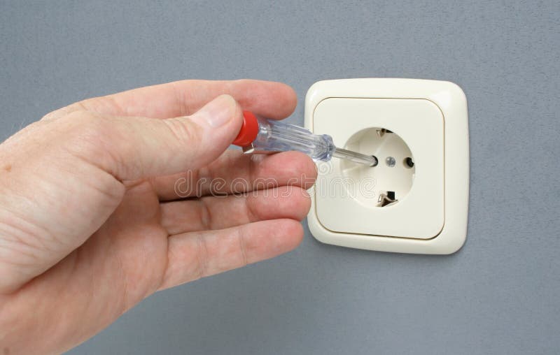 Checking Electrical Wall Outlet Stock Image Image of check, connect