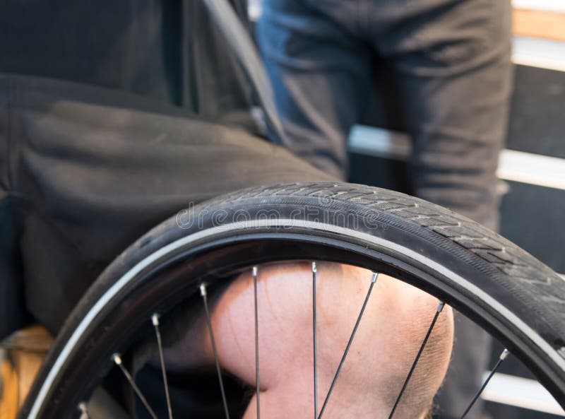 Checking the Pressure of a Tire Stock Photo Image of bikes, change