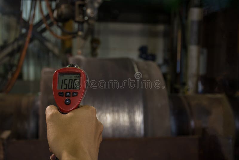 Checking Temperature Heat Steel during Welding Stock Photo Image of