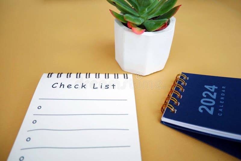 Checklist Book with 2024 Calendar. Stock Image Image of 2024