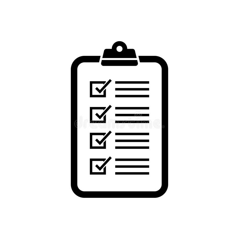 Checklist Clipboard Icon, Task List Vector Illustration, Black and White To-Do List Symbol vector illustration