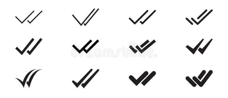 Double check sign black and white vector outline icon receive or done  3030976 Vector Art at Vecteezy