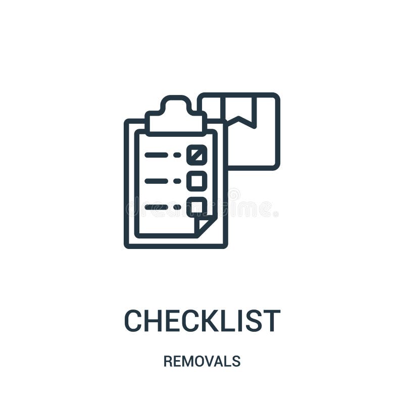 Checklist icon vector from removals collection. Thin line checklist outline icon vector illustration. Linear symbol for use on web and mobile apps, logo, print media. Removals symbol vectors