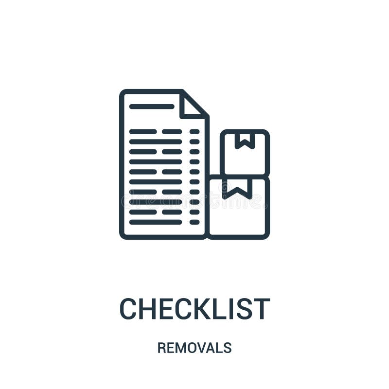 Checklist icon vector from removals collection. Thin line checklist outline icon vector illustration. Linear symbol for use on web and mobile apps, logo, print media. Removals symbol vectors