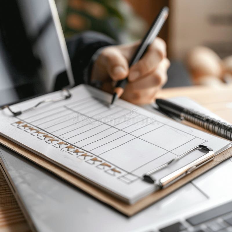 The checklist. A notebook. Business notebook. Planning. To-do list. High quality illustration. Paper clip check mark icon doodle illustration stock images, royalty-free photos and pictures