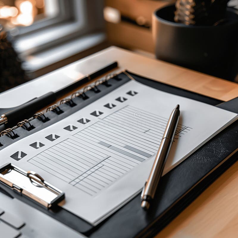 The checklist. A notebook. Business notebook. Planning. To-do list. High quality illustration. Paper clip check mark icon doodle illustration stock images, royalty-free photos and pictures