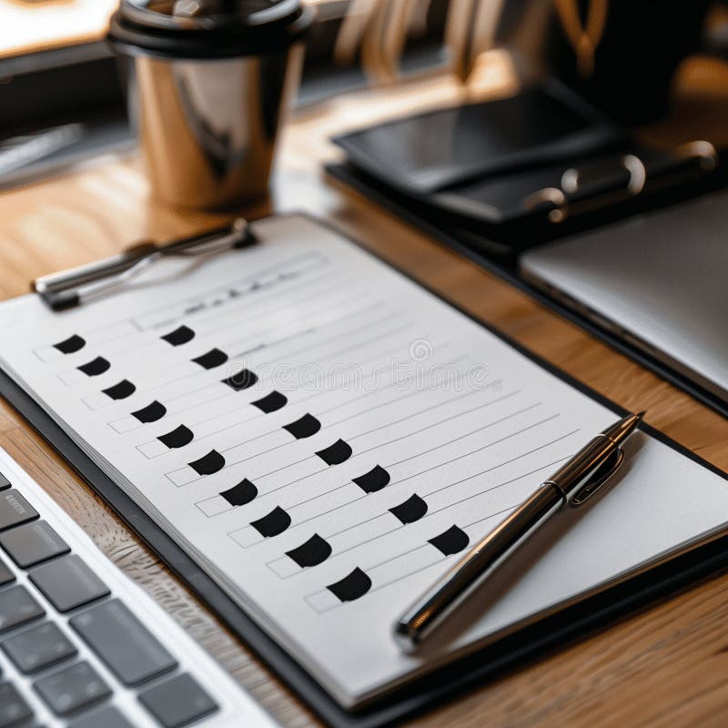 The checklist. A notebook. Business notebook. Planning. To-do list. High quality illustration. Paper clip check mark icon doodle illustration stock images, royalty-free photos and pictures