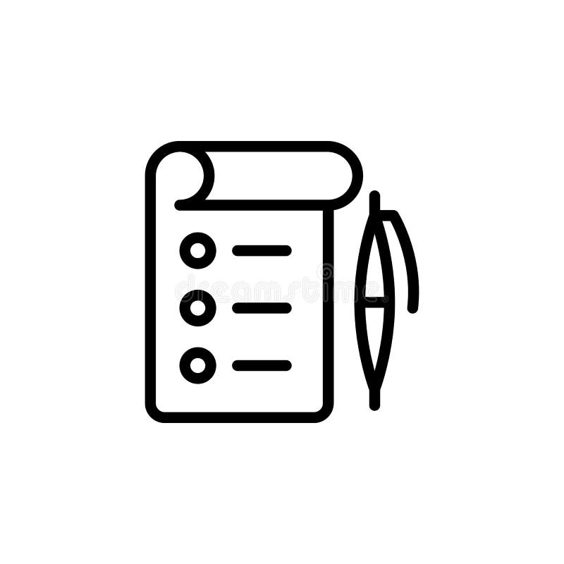 Checklist, pen icon. Simple thin line, outline vector of Project Management icons for UI and UX, website or mobile application stock illustration