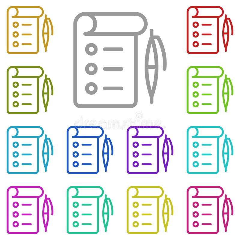 Checklist, pen multi color icon. Simple thin line, outline vector of project management icons for ui and ux, website or mobile vector illustration
