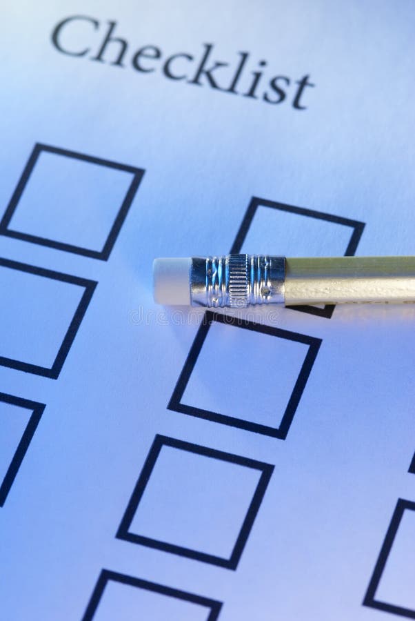Checklist and pencil stock images