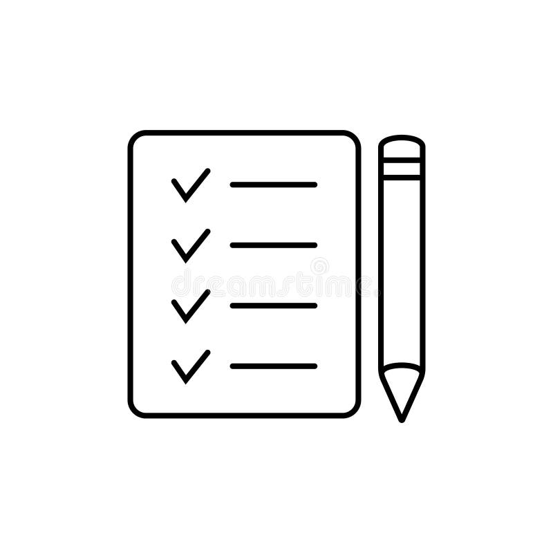 Checklist And Pencil Line Icon Questionnaire To Do List Shopping
