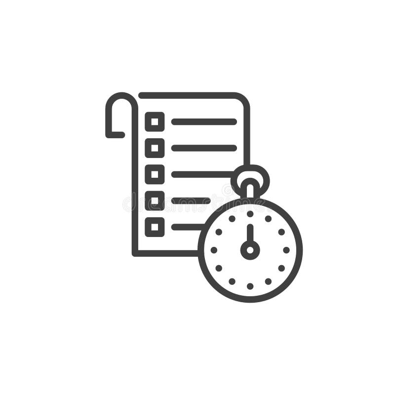 Checklist and stopwatch line icon vector illustration