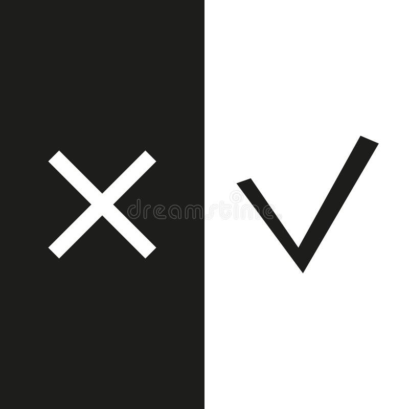 Checkmark check, x or approve deny line art vector icon for apps and websites vector illustration Checkmark check, x or approve deny line art vector icon for apps and websites vector illustration