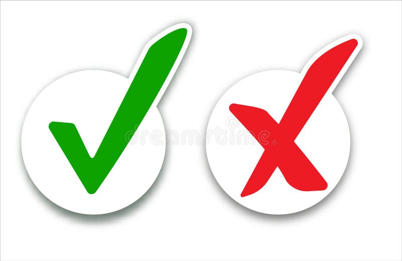 Check mark and cross Royalty Free Vector Image