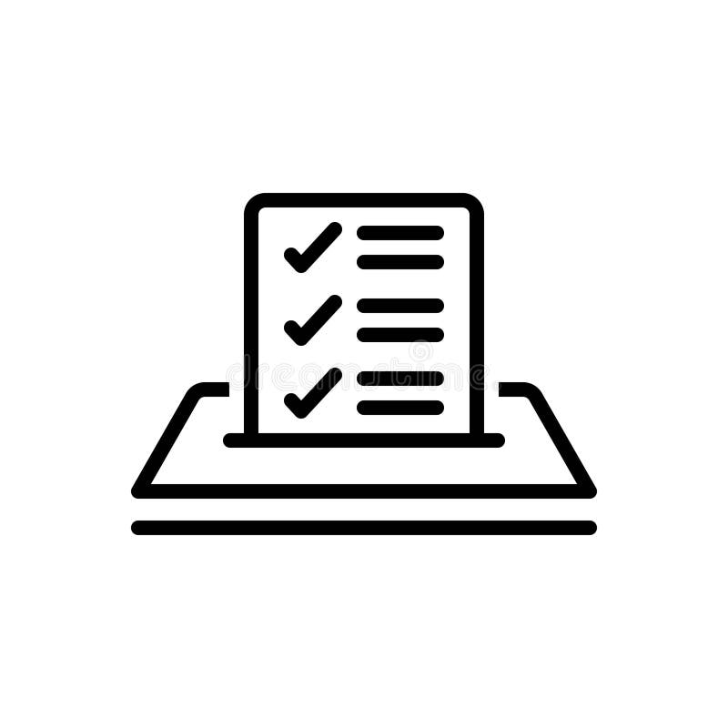 Black line icon for Checkmark, worksheet and votes royalty free illustration