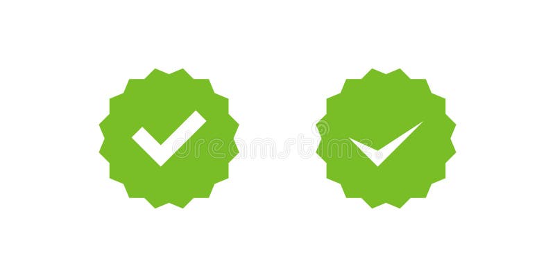 Checkmark right symbol tick icon in flat style. Profile verification set vector