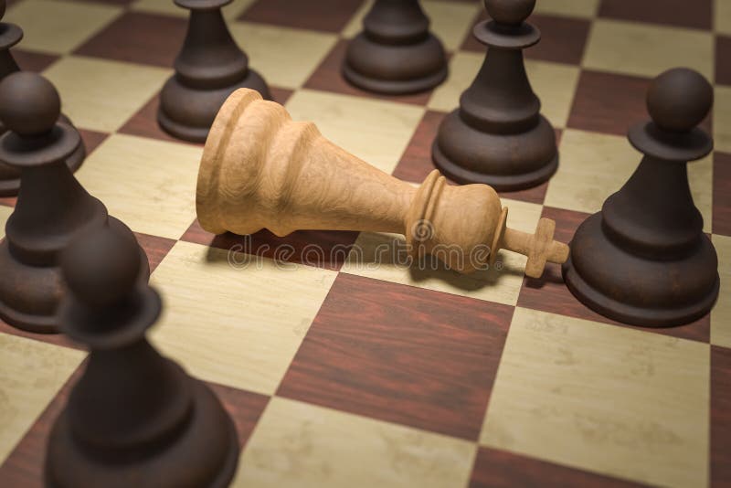 Destruição Rei Xadrez Branco Ilustração Conceitual Checkmate Com