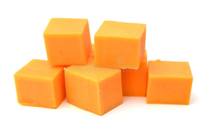 537 Cubes Cheddar Cheese Isolated White Stock Photos Free & Royalty