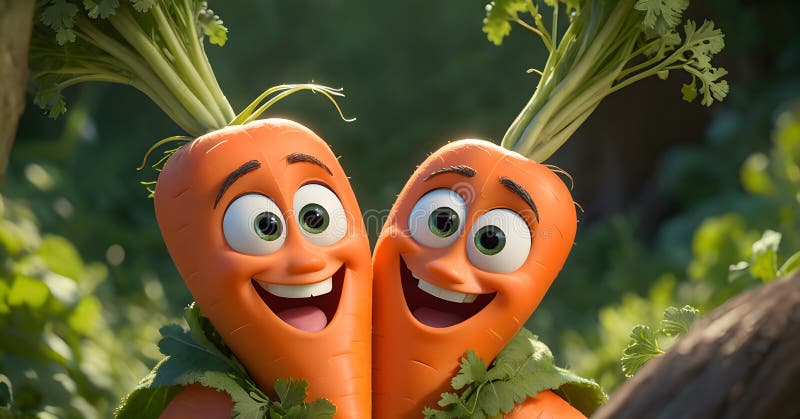 Cheerful Carrot Duo stock photo. Image of animation - 308641762